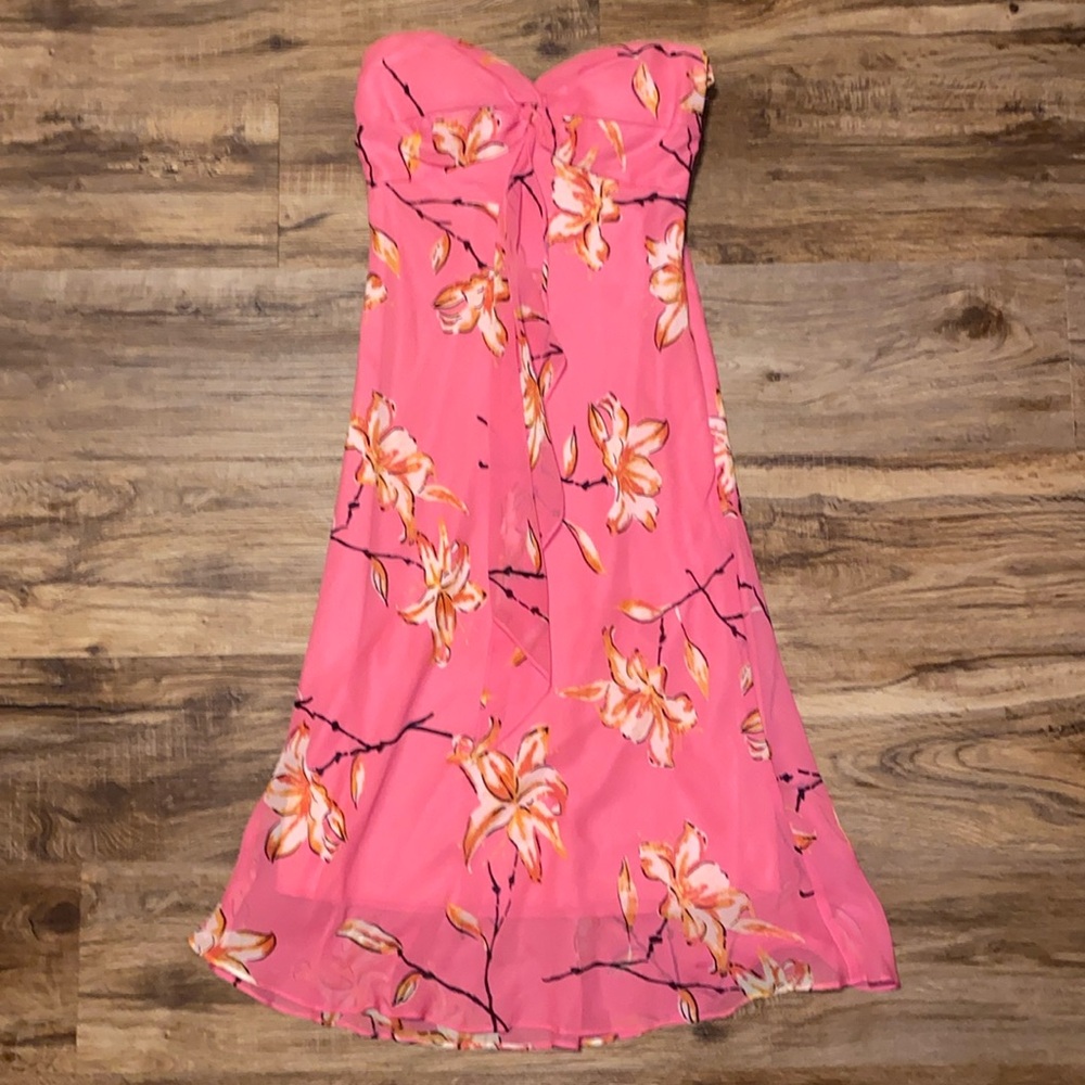 Pink Floral Midi Dress
